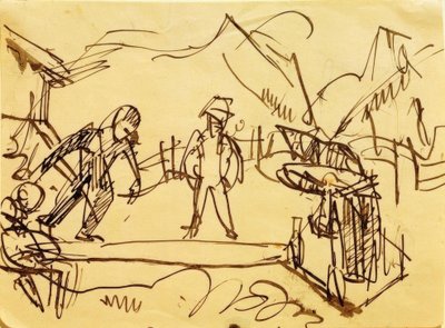 Bowling Alley on the Stafelalp by Ernst Ludwig Kirchner